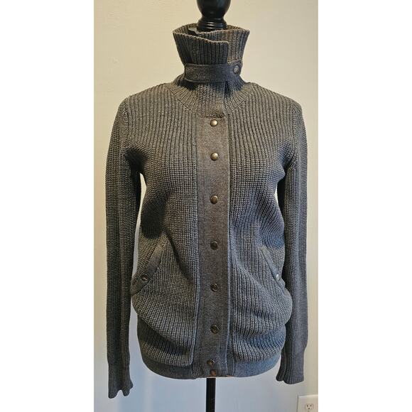 Eileen Fisher 100% Merino Wool Sweater Cardigan, Snap Buttons, Flap Collar Sz XS - Picture 1 of 12